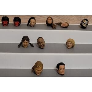Lot Of 11 WWE MATTEL Elite Heads Pre-owned Loose Wrestling Figures AEW WCW TNA